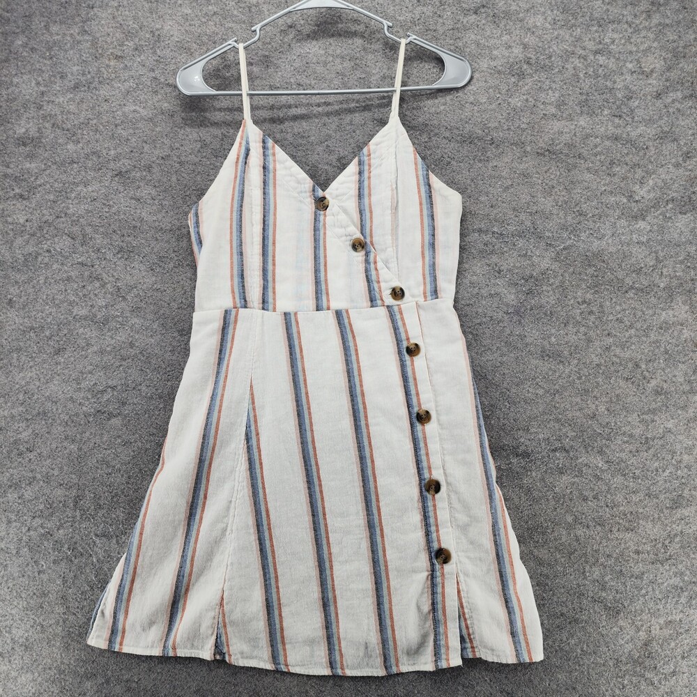 American Eagle Dress Womens Medium Sleeveless V Neck White Striped Mini